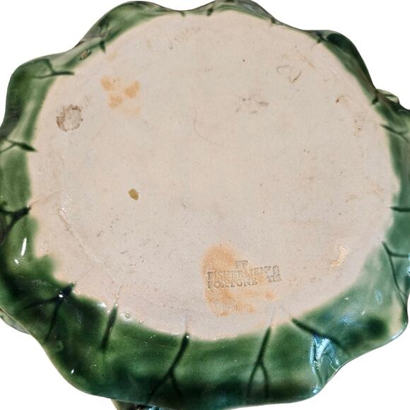 Vintage Fisherman's Fortune Turtle Planter Ceramic Dish Bowl Adorable Pottery - Picture 4 of 5